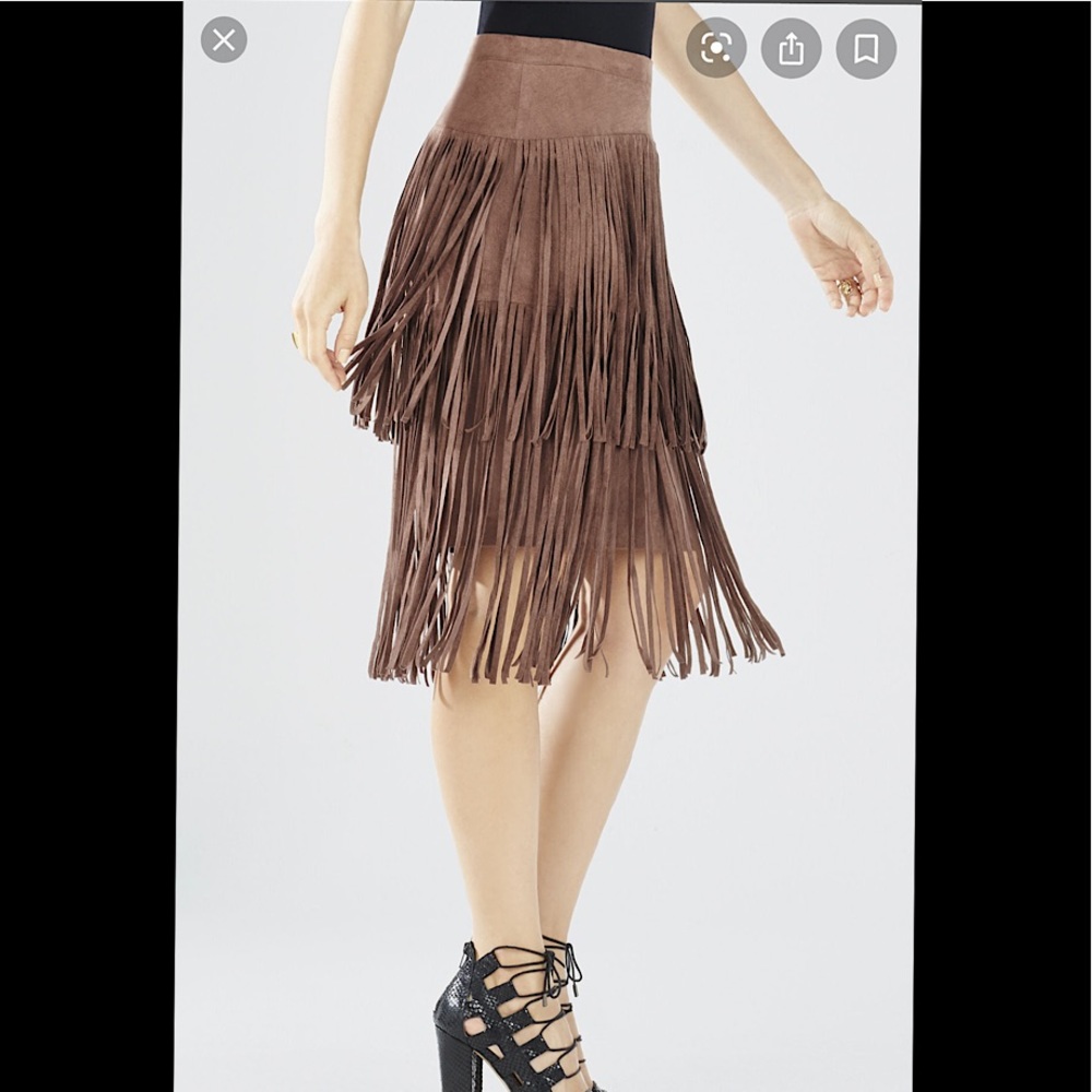 Bcbgmaxazria Rashell Suede Fringe Pencil Skirt